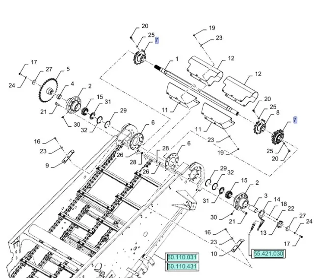87665225 - Звездочка внешн. привода цепи транспортера кам. накл. CR9080 с 11г.в.